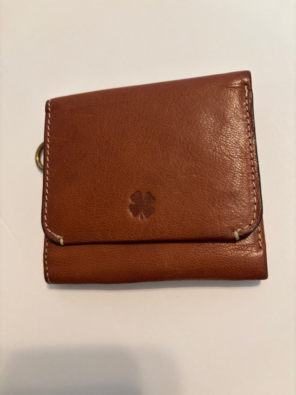 Lucky brand Brown Leather Bifold Wallet with Clover Detail